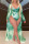 Green Sexy Print Patchwork U Neck Plus Size Swimwear