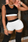 White Sexy Solid Split Joint V Neck Sleeveless Two Pieces