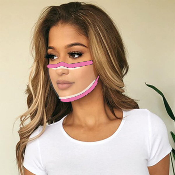 Pink Fashion Patchwork See-through Face Mask