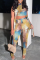 Yellow Casual Print Patchwork Turtleneck Sleeveless Two Pieces