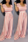 Pink Casual Fashion Asymmetrical Striped Polyester Short Sleeve Peter Pan Collar  Jumpsuits
