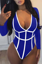 Royal blue Sexy Patchwork Bodysuit