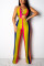 Multicolor Sexy Printed Regular Jumpsuits