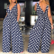 Navy blue Casual Dots Printed One-piece Jumpsuit