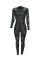 Black Sexy Round Neck See-Through Hot Drilling Decorative Polyester One-piece Jumpsuits(Without Lining)