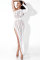 White Sexy Fashion One Shoulder Long Sleeves one shoulder collar Straight Ankle-Length Solid  Club Dresses