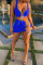 Blue Sexy Solid Bandage Spaghetti Strap Sleeveless Two Pieces