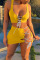 Yellow Sexy Solid Bandage Spaghetti Strap Sleeveless Two Pieces