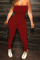 Red Sexy Print Patchwork Off the Shoulder Skinny Jumpsuits