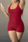 Burgundy Sexy Sportswear Solid Split Joint Backless Spaghetti Strap Straight Jumpsuits