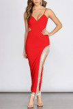 Red Sexy Fashion Rhinestone Sling Dress