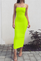 Fluorescent green Fashion Sexy Sling Slim Dress