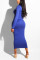 Royal blue Fashion Sexy High Neck Long Sleeve Dress