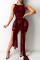 Red Sexy Solid See-through O Neck Irregular Dress Dresses