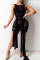 Grey Sexy Solid See-through O Neck Irregular Dress Dresses