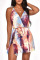 Purple Sexy Gradual Change Print Split Joint Backless V Neck A Line Dresses