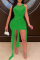 Green Sexy Solid See-through O Neck Irregular Dress Dresses