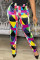 Multicolor Fashion Casual Print Basic Regular High Waist Trousers