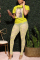 Yellow Fashion Print T-shirt Mesh Trousers Set