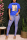 Blue Fashion Print T-shirt Mesh Trousers Set