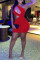 Red Fashion Sexy Solid Hollowed Out One Shoulder Sleeveless Dress