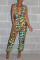 Leopard print Sexy Print Multicolor Sleeveless Jumpsuit