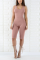 Pink Casual Patchwork Solid Milk. Sleeveless V Neck Rompers