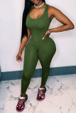 Army Green Sexy Fashion Tight Sleeveless Jumpsuit
