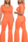 Orange Fashion Casual Short Sleeve Fitted Jumpsuit