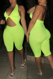 Fluorescent green Sexy Fashion Tight Sleeveless Romper
