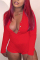 Red Sexy Fashion Long Sleeve Fitted Romper