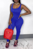 Blue Sexy Fashion Tight Sleeveless Jumpsuit