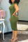 Green Fashion Casual Solid Basic O Neck Sleeveless Dress