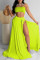 Fluorescent Green Fashion Sexy Solid Backless Swimwears Three-piece Set