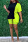 Fluorescent Green Fashion Casual Solid Patchwork O Neck Long Sleeve Two Pieces