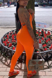 Orange Sexy Fashion Fitted Backless Jumpsuit