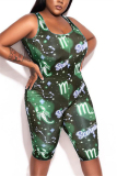 Green Sexy Fashion Printing Sleeveless Jumpsuit