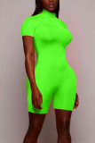 Fluorescent green Sexy Fashion Tight Short Sleeve Romper