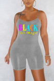 Black Sexy Fashion Print Sleeveless Romper