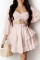 Pink Sexy Casual Solid Hollowed Out Off the Shoulder Long Sleeve Dresses