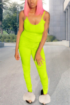 Fluorescent green Sexy Fashion Sling Tight Jumpsuit