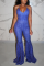 Blue Sexy Fashion Striped Suspenders Jumpsuit