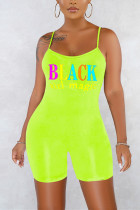 Green Sexy Fashion Print Sleeveless Romper