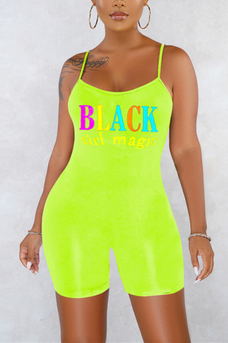 Green Sexy Fashion Print Sleeveless Romper