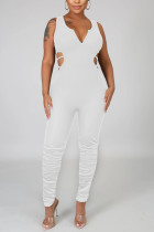 White Sexy Fashion Tight Sleeveless Jumpsuit