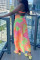 Pink Fashion Sexy Print Tie Dye Backless Swimwears Set