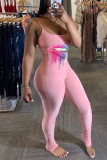 Pink Sexy Fashion Lips Print Sling Jumpsuit