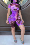 Purple Fashion Sexy Printed Slim Romper
