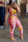 Pink Sexy Fashion Print Suspenders Jumpsuit