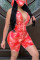 Red Fashion Sexy Printed Sleeveless Romper
